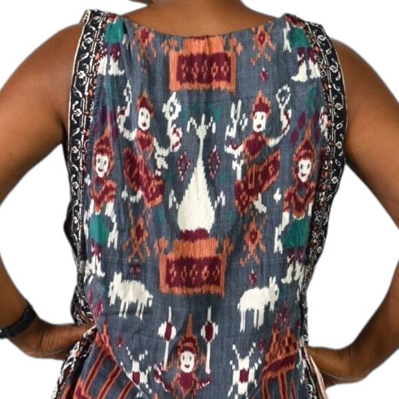 Calypso St Barth Doyah Silk Dress Red Ikat Tunic Elephant Jersey Bohemian Small - Picture 5 of 15